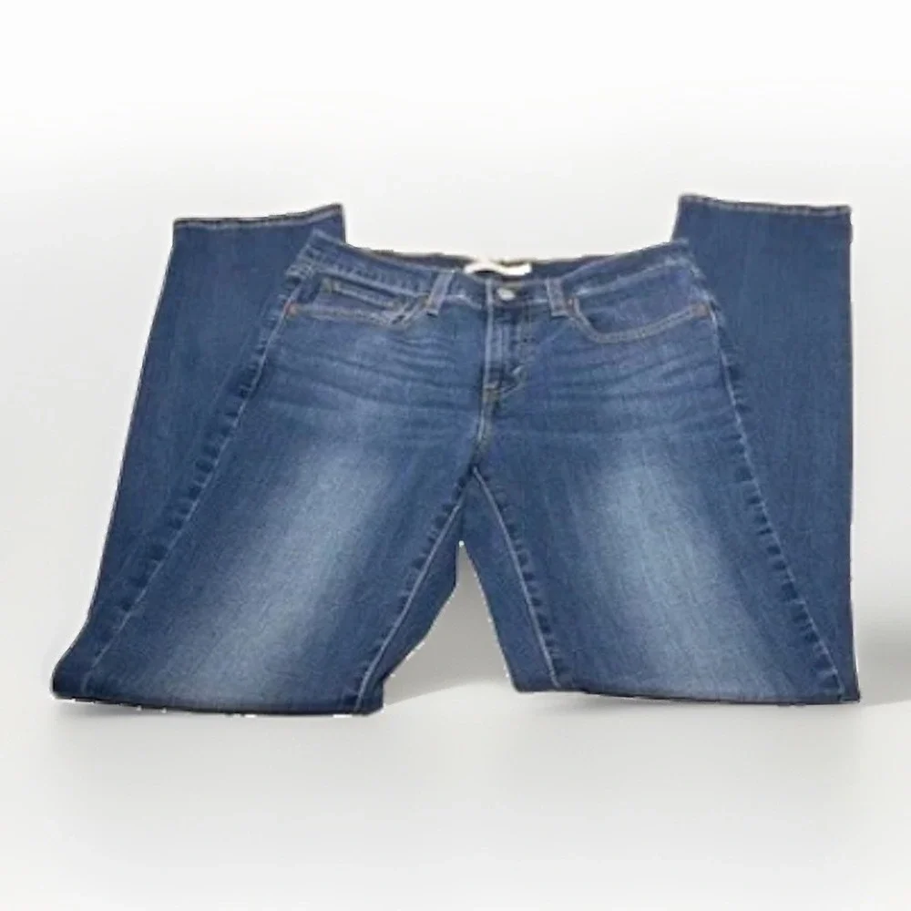 Levi's 414 Womens Jeans 27 Relaxed Straight Leg  Mid Rise Stretch Denim Blue